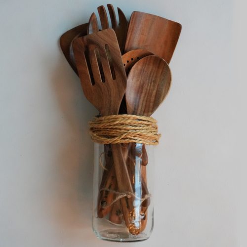 Komplett set träslevar teak - 9st