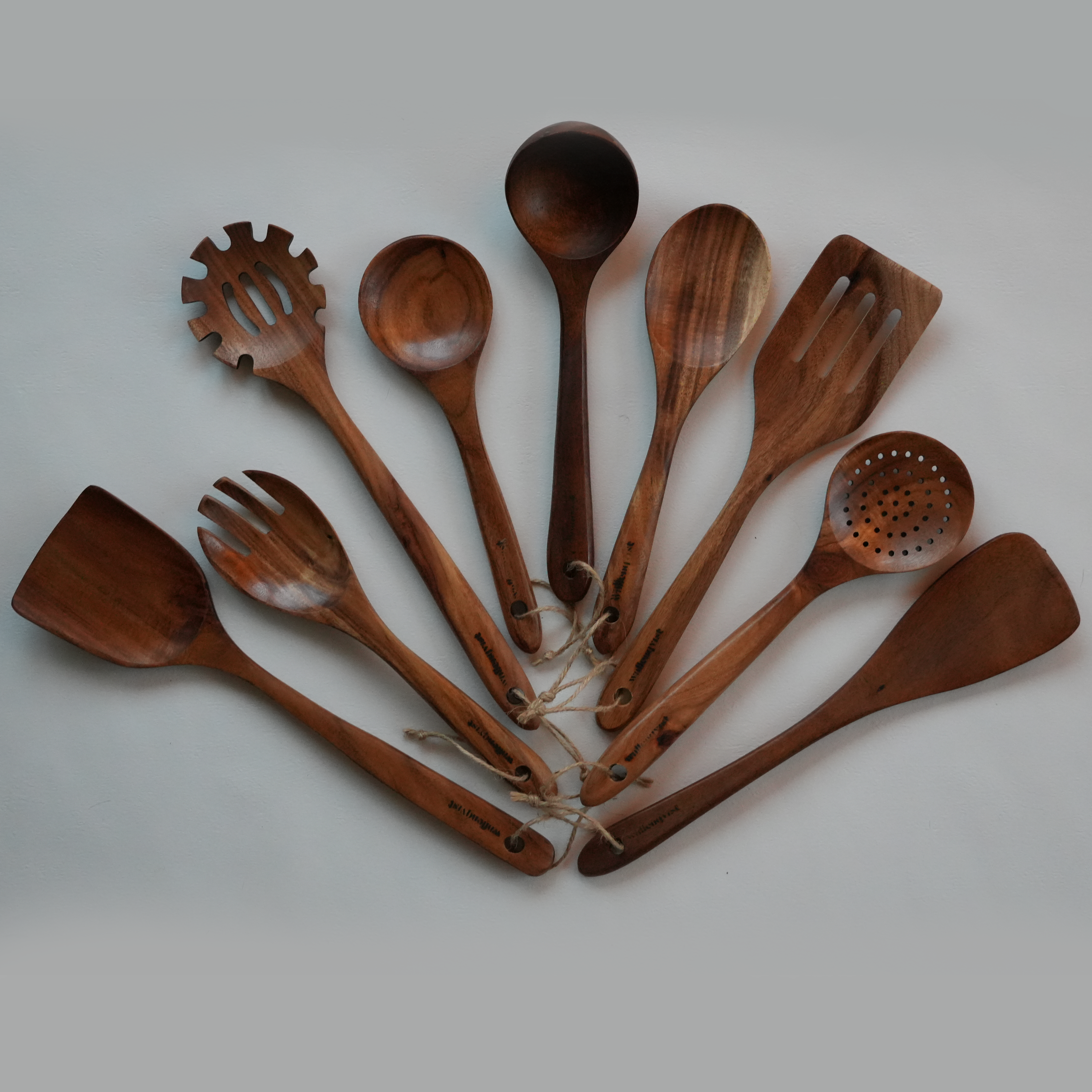 Komplett set träslevar teak - 9st