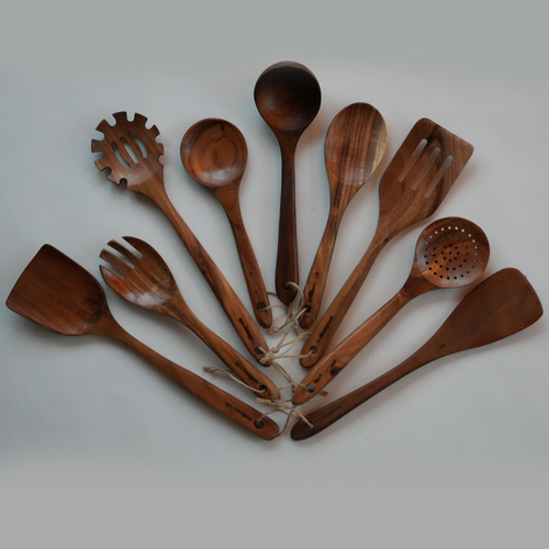 Komplett set träslevar teak - 9st