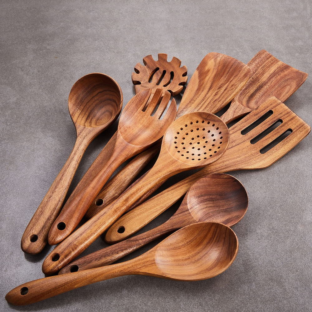 Komplett set träslevar teak - 9st